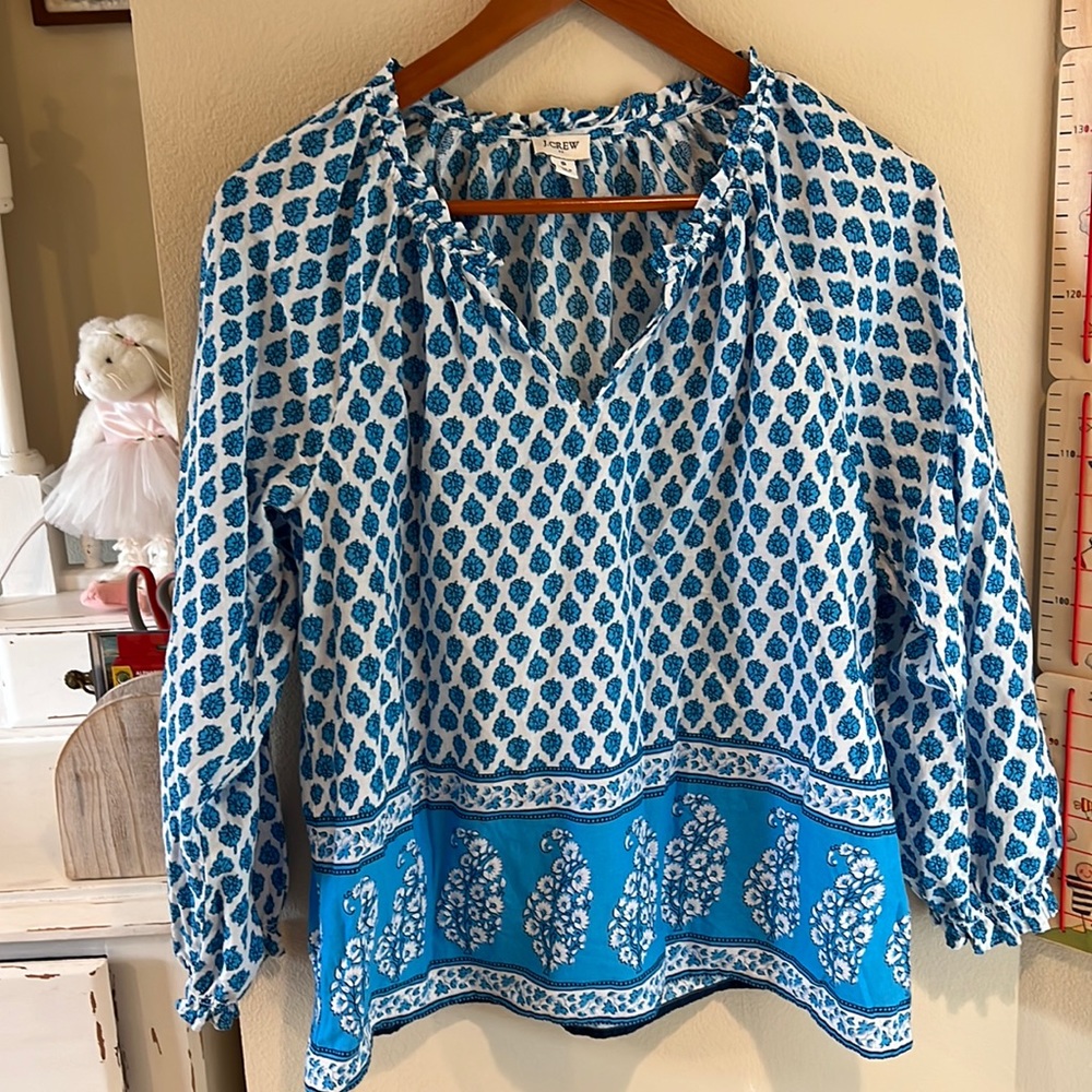 J. Crew block print blouse